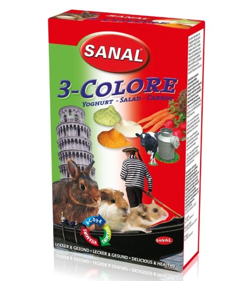 Sanal 3-Color Drops -  бонбони с йогурт, зеленчуци и моркови за гризачи 45гр