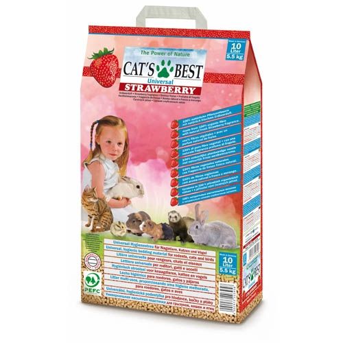 Cat's Best Universal Strawberry Eco - Универсална екологична постелка за животни с аромат на ягода 10л/5.5кг