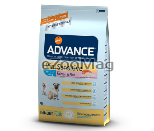 Advance Dog Mini Sensitive - суха храна за малки кучета сьомга и ориз 7.5кг